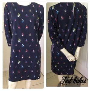 Ted Baker Navy Blue Fish Hook Dress, Ted Size 3